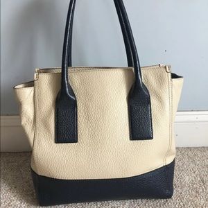 Navy blue and off white large Kate spade tote